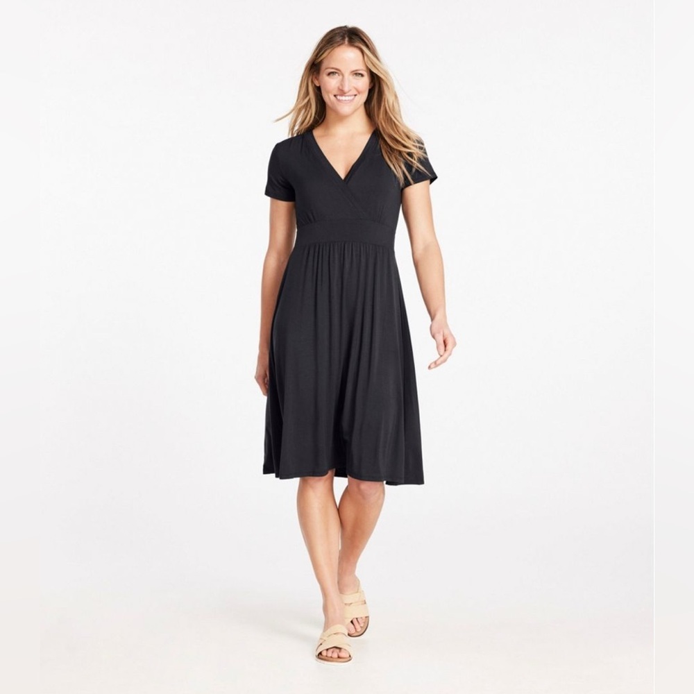 L.L. Bean Classic Navy Blue Midi Dress Size Medium